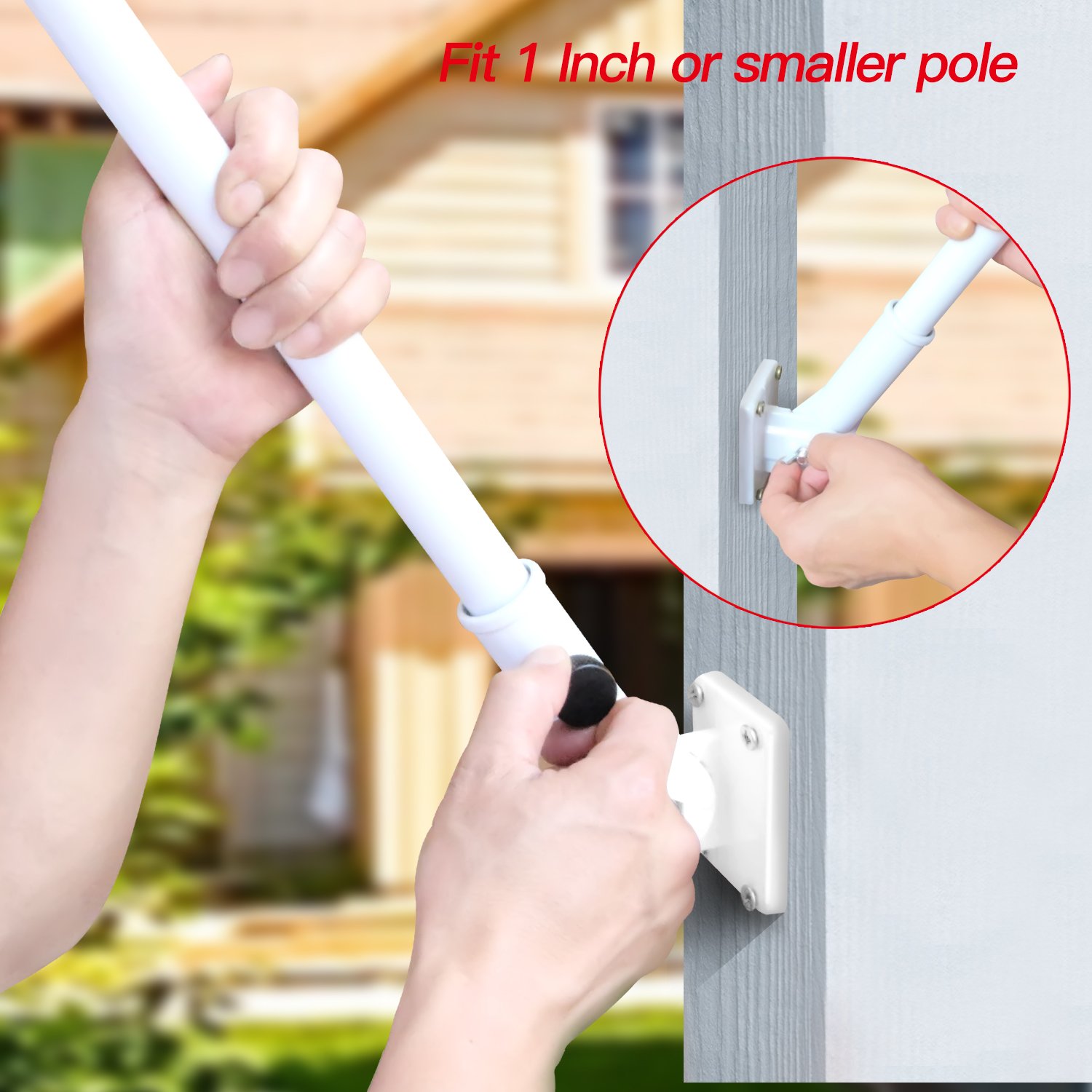 Anley Multi-Position Flag Pole Mounting Bracket with Hardwares - Made of Aluminum - Strong and Rust Free - 1" Diameter (White)