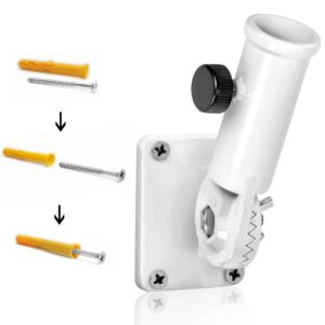 Anley Multi-Position Flag Pole Mounting Bracket with Hardwares - Made of Aluminum - Strong and Rust Free - 1" Diameter (White)