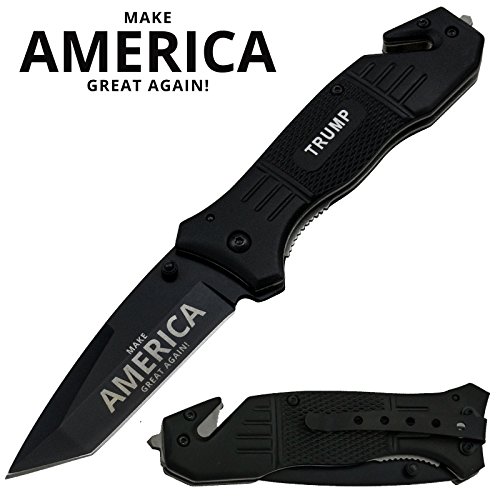 Trump Make America Great Again Assisted Opening Knife with Black Pakkawood Handle & Silver Blade