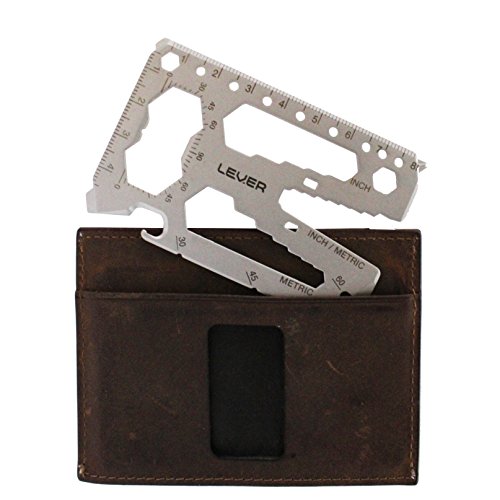 Lever Gear Toolcard Pro - 40 in 1 Credit Card Multitool. Slim, Minimalist Survival Card Wallet Tool Card. TSA Approved Multitool Card Pocket Tool. (Silver)