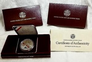 1988 s us olympic proof silver dollar $1 us mint pf - original packaging with coa -