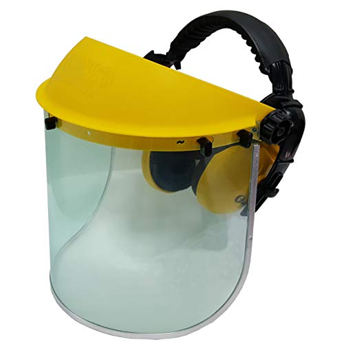 JASPER Browguard Face Shield with Ear Protection Clear Visor with Ear Muffs - ANSI Z87.1 CE EN1731