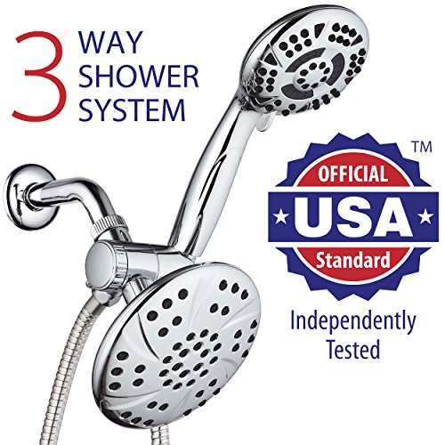 High Pressure 6-inch / 6-Setting Premium Rain Shower Head by AquaDance for the Ultimate Shower Spa Experience! Officially Independently Tested to Meet Strict US Quality & Performance Standards!