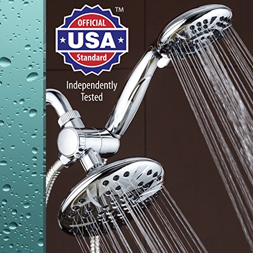 High Pressure 6-inch / 6-Setting Premium Rain Shower Head by AquaDance for the Ultimate Shower Spa Experience! Officially Independently Tested to Meet Strict US Quality & Performance Standards!