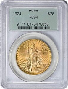 1924 $20 gold st. gaudens ms64 pcgs