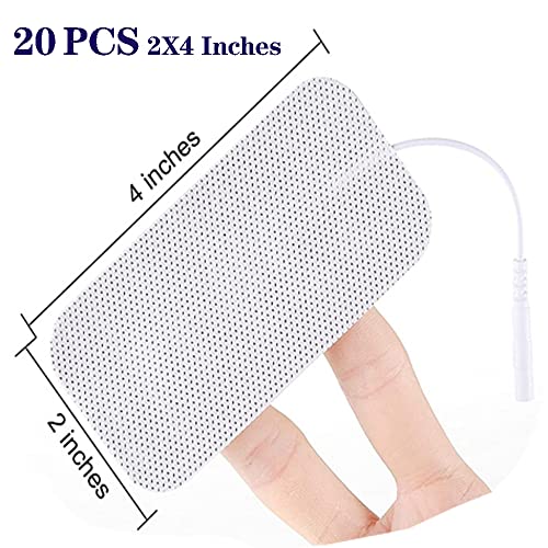 20 Pcs 2" X 4" TENS Unit Replacement Pads, Compatible with AUVON TENS, TENS 7000 - Durable Rectangular Self-Adhesive Electrodes Pads, Latex-Free and Flexible for Lower Back and Multiple Pain Relief