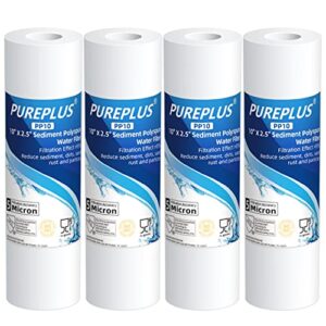 pureplus 5 micron 10" x 2.5" whole house sediment home water filter cartridge replacement for any 10 inch ro unit, culligan p5, aqua-pure ar110, dupont wfpfc5002, cfs10, whkf-g05, 4pack