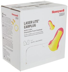 howard leight by honeywell laser lite high visibility disposable foam earplugs, pink/yellow , 200-pairs (ll-1) - 3301105