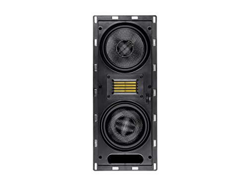 Monoprice 3-Way Carbon Fiber In-Wall Column Speaker - 6.5 Inch (Each) With Ribbon Tweeter, 8 Ohm Nominal Impedance, Magnetic Grille, 200 Watt Max, White - Amber Series