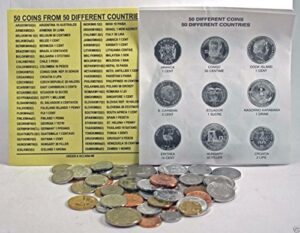 1993 50 different coins from 50 different countries uncirculated set with list uncirculated