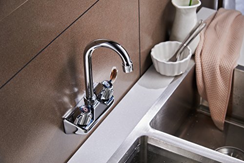 Kitchen Faucet Wall Mount Commercial Hand Sink Faucet Kitchen Utility Laundry Centerset Swivel Gooseneck Spout 2 Dual Handle Restaurant Chrome Mixer Tap NSF