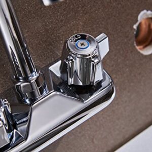 Kitchen Faucet Wall Mount Commercial Hand Sink Faucet Kitchen Utility Laundry Centerset Swivel Gooseneck Spout 2 Dual Handle Restaurant Chrome Mixer Tap NSF