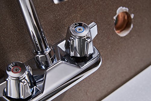 Kitchen Faucet Wall Mount Commercial Hand Sink Faucet Kitchen Utility Laundry Centerset Swivel Gooseneck Spout 2 Dual Handle Restaurant Chrome Mixer Tap NSF