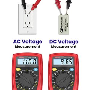 Etekcity Digital Multimeter, AC DC Voltmeter Amp Volt Ohm Current Meter, Electrical Voltage Outlet Circuit Tester With Continuity Resistance Diode Test ,Two Build-In Ceramic Fuses, Red, MSR-R500