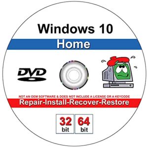 9th and vine compatible windows 10 home 32/64 bit dvd. install to factory fresh, recover, repair and restore boot disc. fix pc, laptop and desktop.