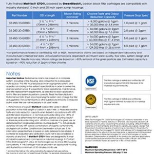 KX 32-250-20-GREEN | 20" CTO Carbon Block Water Filters for Chlorine Taste and Odor reduction | KX MatriKX Powered by GREENBLOCK | Replaces 32-250-125-20