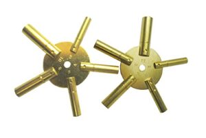 brass blessing : 2 pieces 5-in-1 odd/even number brass clock winding key (5025)