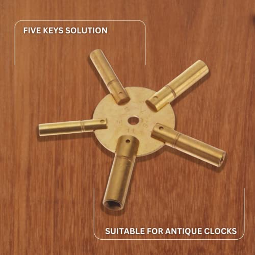 Brass Blessing : 2 pieces 5-in-1 Odd/Even Number Brass Clock Winding Key (5025)