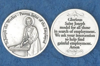 Catholic Prayer Cards St. Joseph The Worker (for Unemployed) Pocket Coin