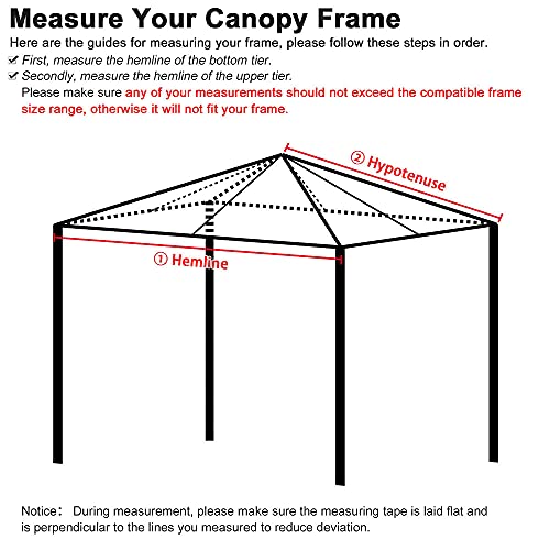 Yescom 117"x117" Canopy Top Replacement Y0049707 Red for Smaller 10'x10' Single-Tier Gazebo Cover Patio Garden Outdoor