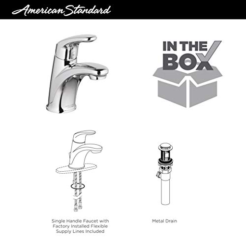 American Standard 7075100.002 Colony Pro Single-Handle Bathroom Faucet with Metal Pop-Up Drain, 1.2 GPM, Polished Chrome