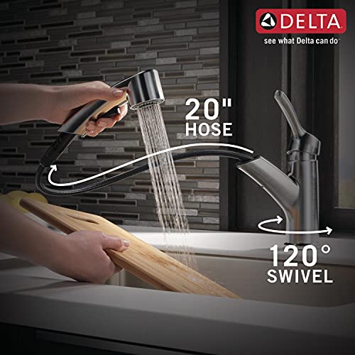 Delta Faucet Collins Single-Handle Kitchen Sink Faucet with Pull Out Sprayer and Magnetic Docking Spray Head, Arctic Stainless 4140-AR-DST