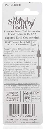 Snappy Tools 11/64 Inch Tapered Drill Countersink for #8 Screw (Replaces Part # 44011) #44008