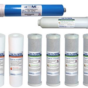 AMI Reverse Osmosis Filter & Membranes Replacement | 1 Year Supply | 50 GPD Membrane with Pre & Post Filter | for 5 Stage Water Filtration Systems (50 GPD Membrane + Filters - 1 Year Supply)…
