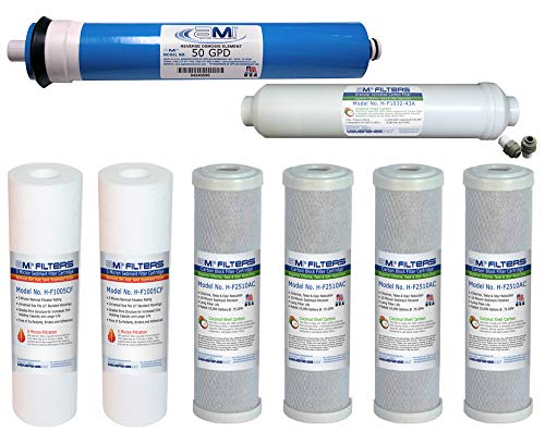 AMI Reverse Osmosis Filter & Membranes Replacement | 1 Year Supply | 50 GPD Membrane with Pre & Post Filter | for 5 Stage Water Filtration Systems (50 GPD Membrane + Filters - 1 Year Supply)…