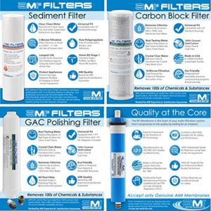 AMI Reverse Osmosis Filter & Membranes Replacement | 1 Year Supply | 50 GPD Membrane with Pre & Post Filter | for 5 Stage Water Filtration Systems (50 GPD Membrane + Filters - 1 Year Supply)…