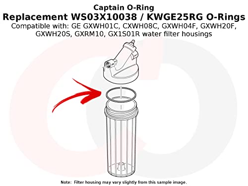 Captain O-Ring - GE KWGE25RG (WS03X10038) Replacement ORings for GE GXWH01C, CXWH08C, GXWH04F, GXWH20F, GXWH20S, GXRM10 & GX1S01R Water Filters (3 Pack)