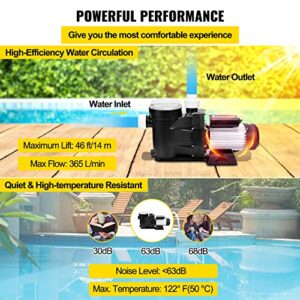 Happybuy Swimming Pool Pump 1hp 110v Hot Tub 0.75 Kw Water Circulation Spa Above GroundPool