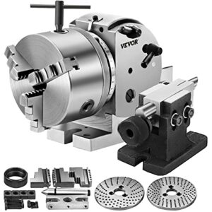 mophorn dividing head bs-0 5inch 3 jaw chuck dividing head set precision semi universal dividing head for milling machine rotary table tailstock milling set (5 inch chuck)