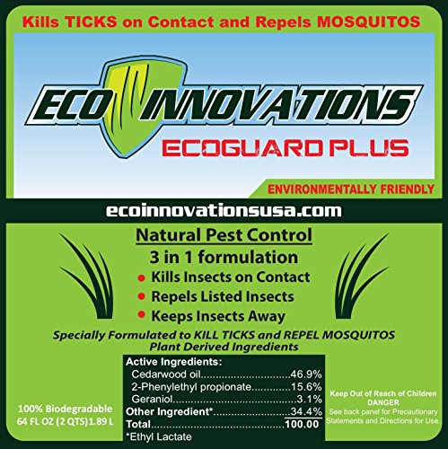 Kills Ticks & Mosquitoes on Contact. All Natural Outdoor Insecticide Spray Repels up to 30 Days. Safe Insect Control for Kids, Dogs, Plants – Easy & Ready to Use – Eco Innovations, EcoGuard Plus, 8 oz