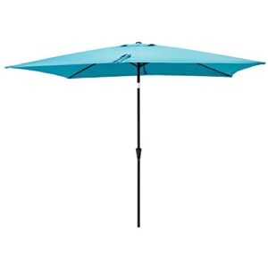 c-hopetree rectangular outdoor patio market table umbrella with tilt 6.5 x 10 ft, aqua blue