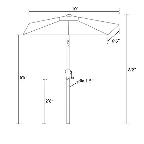 C-Hopetree Rectangular Outdoor Patio Market Table Umbrella with Tilt 6.5 x 10 ft, Aqua Blue