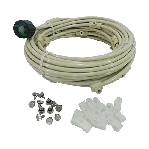 Patio Misting Kit - Pre- Assembled Misting System - Cools temperatures by up to 30 degrees - Brass/Stainless Steel Mist Nozzles - For Patio, Pool and Play areas (36 ft - 8 Nozzles)