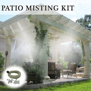 Patio Misting Kit - Pre- Assembled Misting System - Cools temperatures by up to 30 degrees - Brass/Stainless Steel Mist Nozzles - For Patio, Pool and Play areas (36 ft - 8 Nozzles)