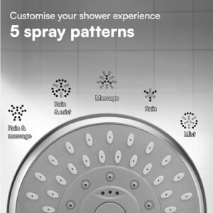 H&S Universal Handheld Shower Head with High and Low Water Pressure - Hand Showerhead with 5 Different Spray Modes - Powerful Chrome Replacement - Also for RV or Camper