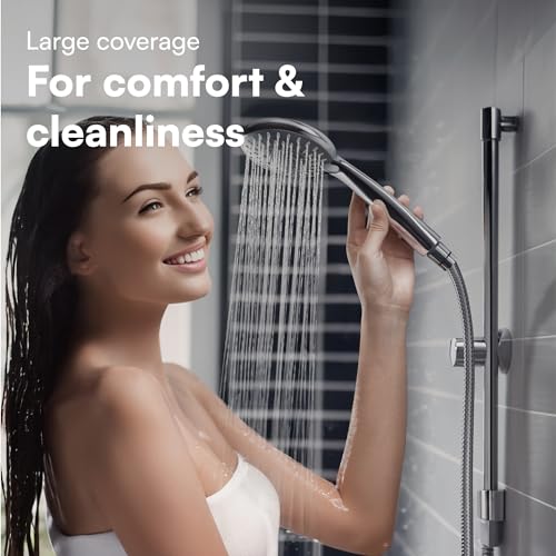 H&S Universal Handheld Shower Head with High and Low Water Pressure - Hand Showerhead with 5 Different Spray Modes - Powerful Chrome Replacement - Also for RV or Camper