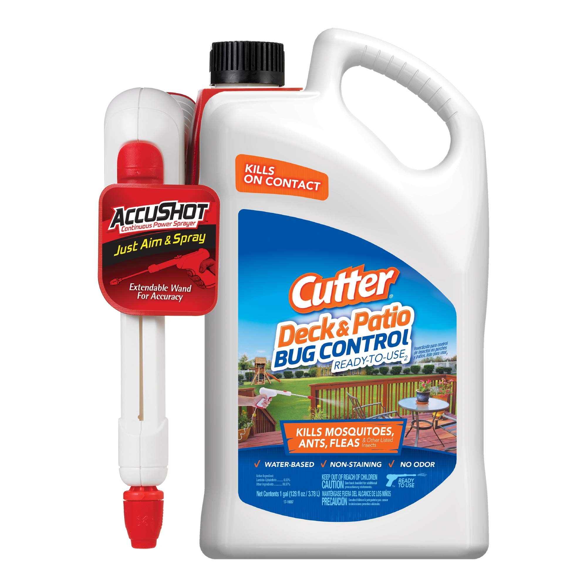 Cutter Deck & Patio Bug Control, Kills Mosquitos, Ants, Fleas and Other Listed Insects, Perfect for Backyards, 1 Gallon (Accushot Spray)