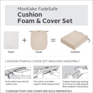 Classic Accessories Montlake FadeSafe Water-Resistant 25 x 27 x 5 Inch Rectangle Outdoor Seat Cushion Slip Cover, Patio Furniture Chair Cushion Cover, Antique Beige, Patio Furniture Cushion Covers