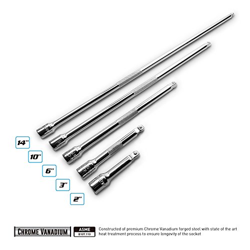 Capri Tools 1/4-Inch Drive Wobble Extension Bar Set, 5-Piece