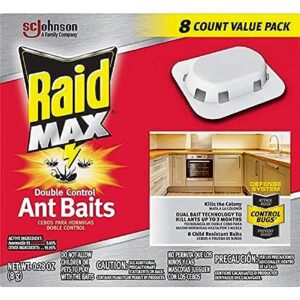 raid max double control ant baits, household use defense system to control bugs, dual bait technology (0.28 ounce (pack of 1))