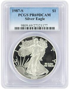 1987-s $1 american silver eagle pr69dcam pcgs