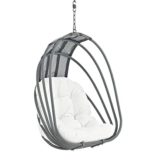 Modway EEI-2656-WHI-SET Whisk Outdoor Patio Swing Chair Set with Hanging Steel Chain, Without Stand, White