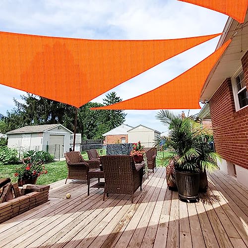 Patio Paradise 16' x 16' x 16' Orange Sun Shade Sail Triangle Canopy, 180 GSM Permeable Canopy Pergolas Top Cover, Permeable UV Block Fabric Durable Outdoor