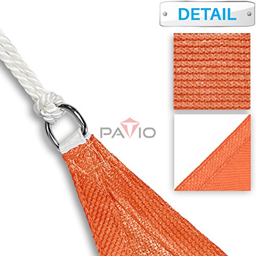 Patio Paradise 16' x 16' x 16' Orange Sun Shade Sail Triangle Canopy, 180 GSM Permeable Canopy Pergolas Top Cover, Permeable UV Block Fabric Durable Outdoor