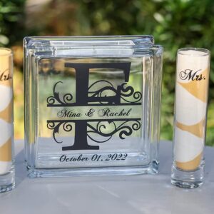 Glass Unity Set for Weddings, Personalized Monogram Wedding Sand Ceremony, Unity Candle Alternative