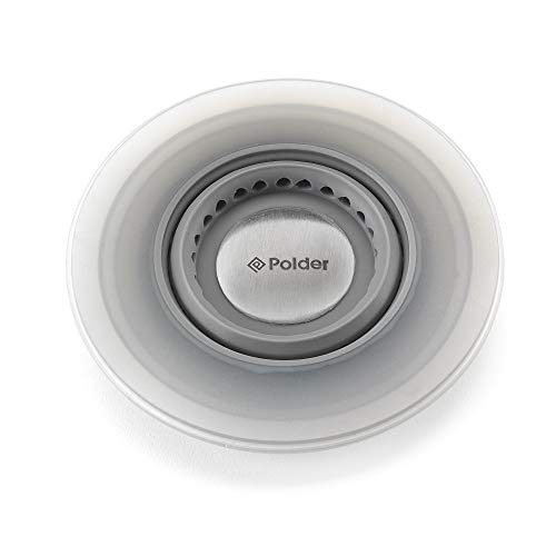 Polder Pop-Up Sink Strainer and Stopper, Silicone Sink Stopper, Kitchen and Bathroom Sink Stopper and Strainer, Kitchen Sink Accessories, Dishwasher-Safe, 4.5" Diameter, Gray